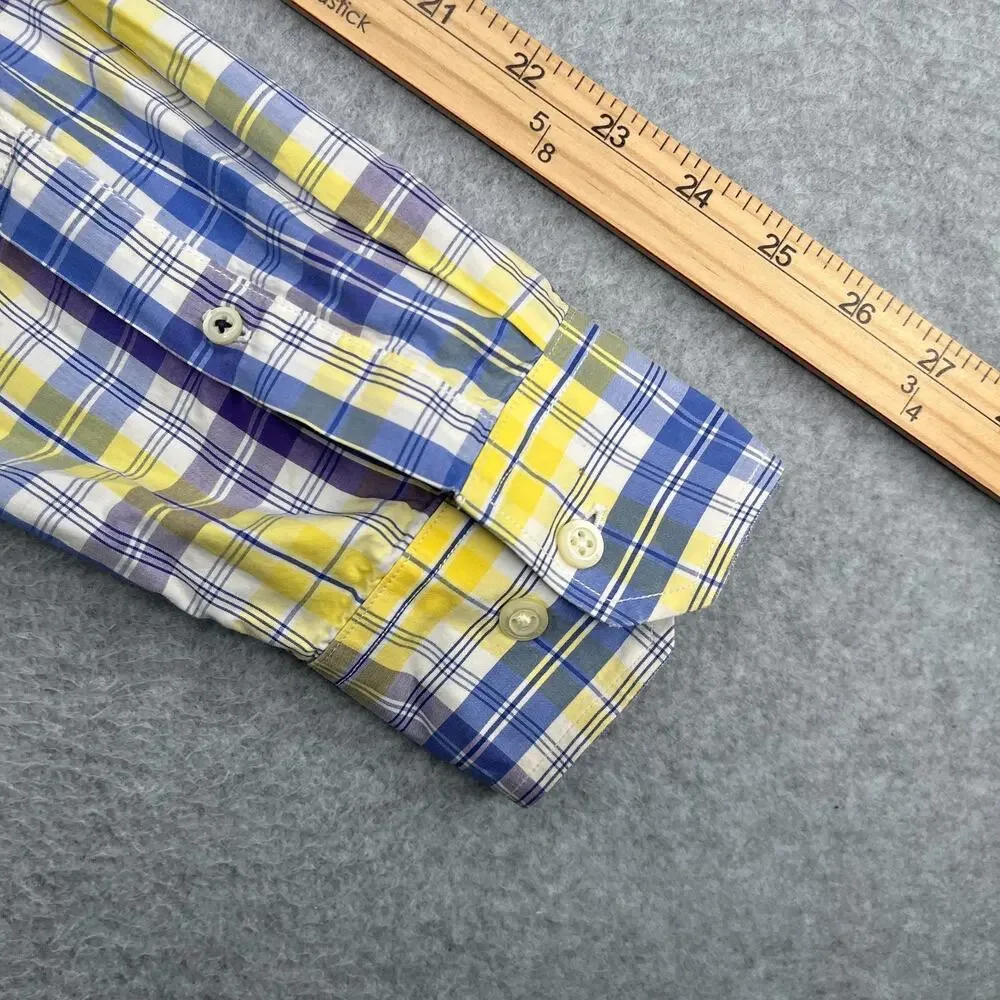 Banana Republic Shirt Slim Plaid Colorful Button Up Long Sleeve Mens XL *SEE